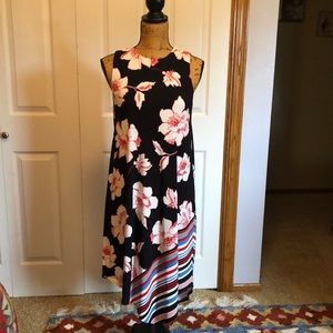 Red, White, and Blue floral midi dress